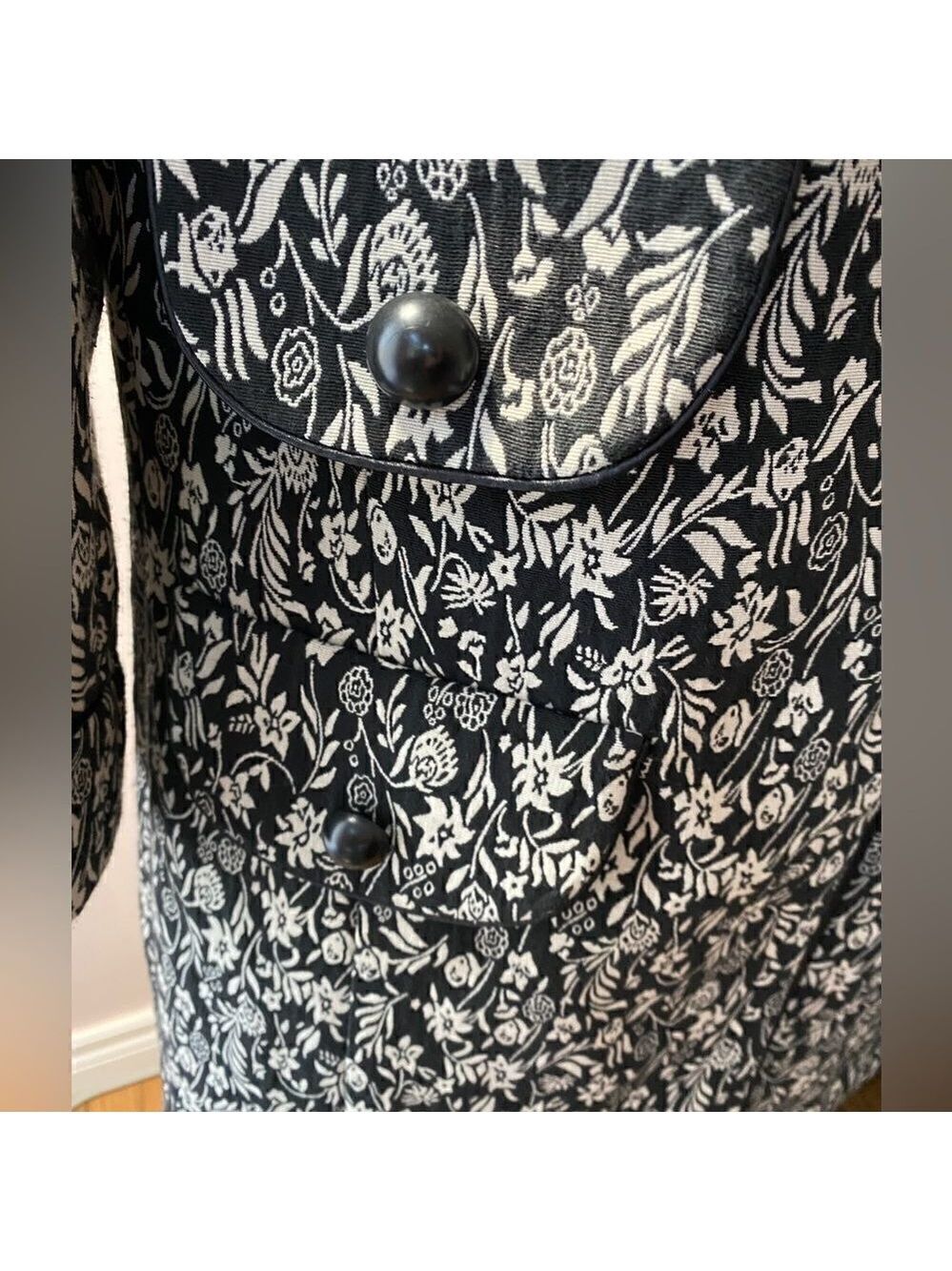MARIO Serrani Italy Long Floral Print collarless Cardigan Size 8 - Picture 4 of 16